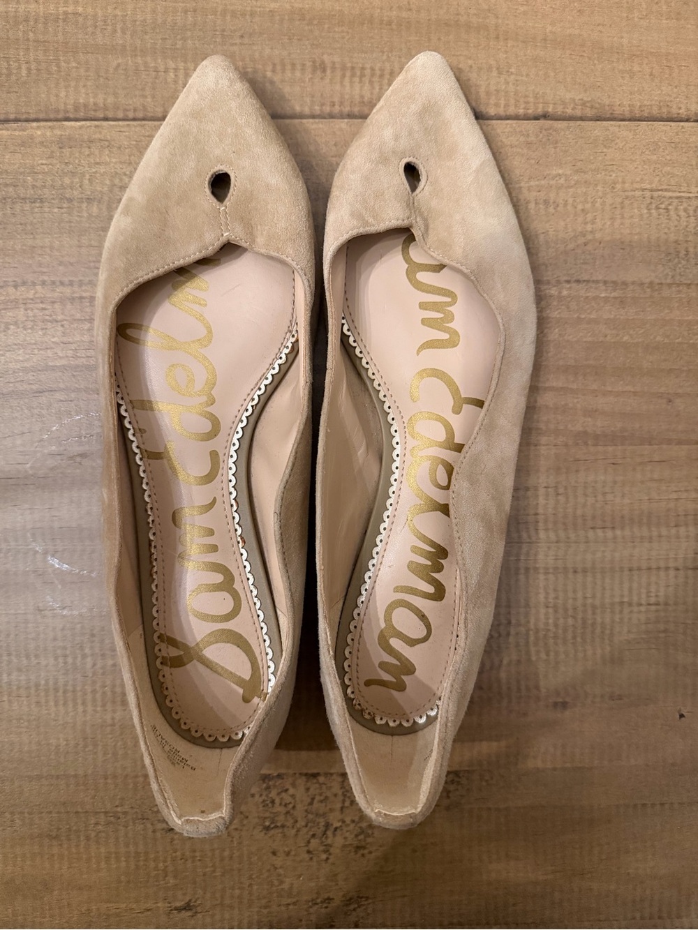 Sam Edelman Beige Suede Pointed Toe Flats